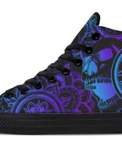 pocket watch and skulls high top canvas shoes