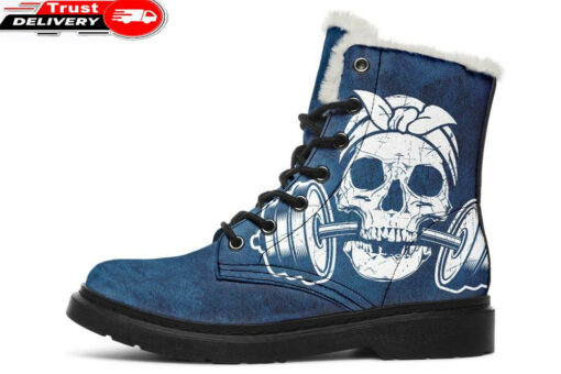 power lifting faux fur leather boots