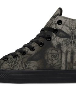 punisher skull drawing high top canvas shoes
