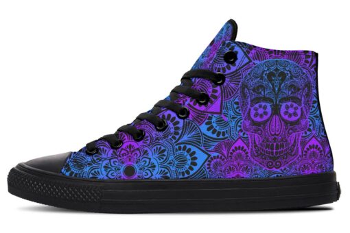 purple color merge skull high top canvas shoes