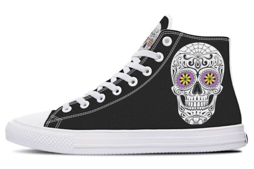 purple eyes sugar skull high top canvas shoes