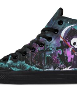 purple night cartoon reaper high top canvas shoes