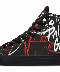 red and white no pain splash high top canvas shoes