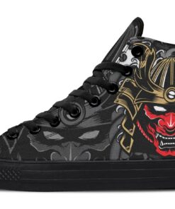 red japanese warrior mask high top canvas shoes