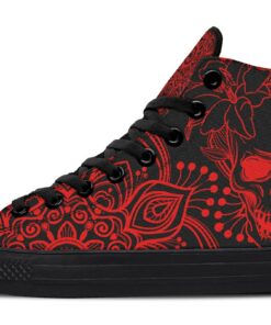 red skull and lily high top canvas shoes