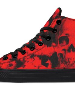 red tie dye skull high top canvas shoes