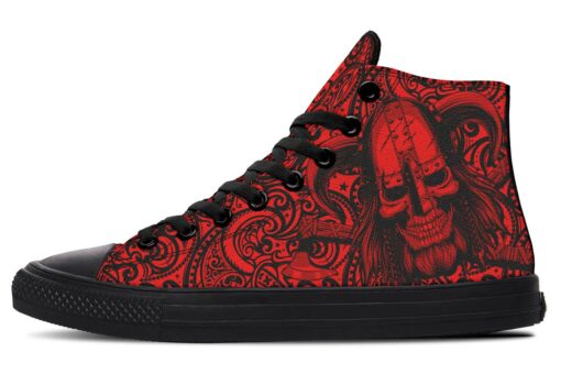 red viking warrior high top canvas shoes