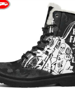 ride fast die last faux fur leather boots 1