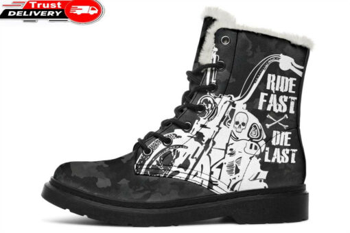 ride fast die last faux fur leather boots 1
