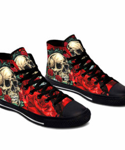 rose flower skull high top shoes