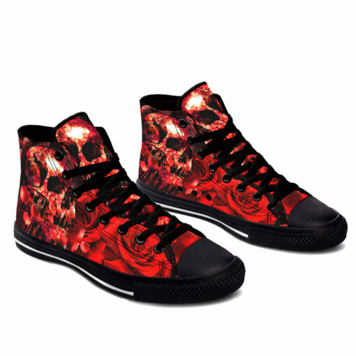 rose red skull high top shoes