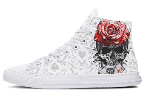 rose skull ace of spade high top canvas shoes
