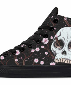sakura growing on skull high top canvas shoes