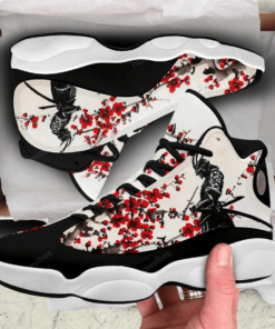 samurai warrior red flower jd13 sneakers
