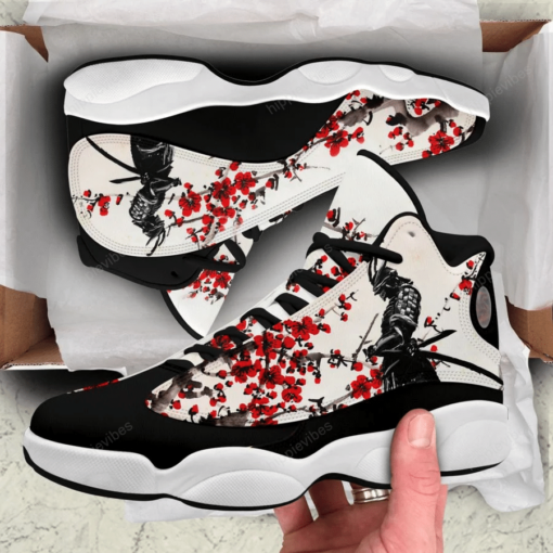 samurai warrior red flower jd13 sneakers