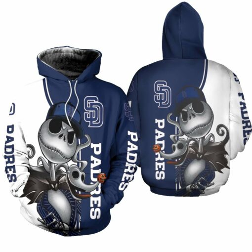 san diego padres jack skellington and zero 3d hoodie