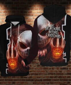 scary jack skellington black 3d hoodie