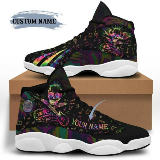 skull and guitar ajd 13 sneakers shoes for men and women air jd13 shoes skull and guitar shoes unise