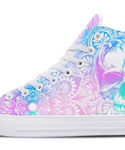 skull and happy colors mandala high top canvas shoes