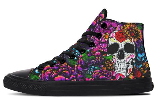 skull and mandala party high top canvas shoes