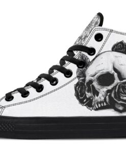 skull and mandala white high top canvas shoes
