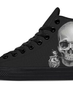 skull and rose high top canvas shoes