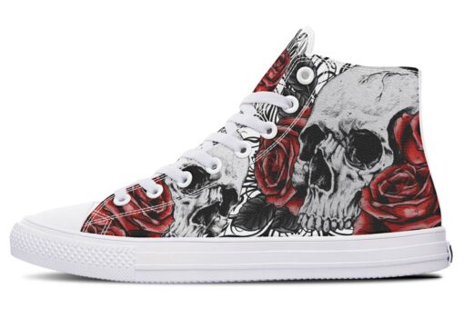 skull and rose madness high top canvas shoes