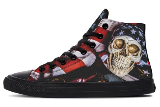 skull and stars bandana high top canvas shoes