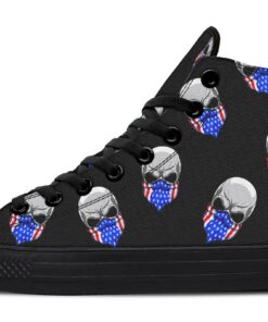 skull and u s a shield high top canvas shoes