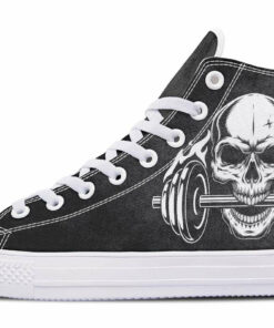 skull and weights high top canvas shoes