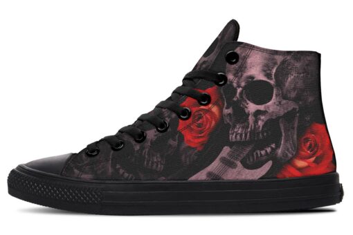 skull biting guitar high top canvas shoes