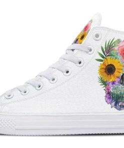 skull in flowers high top canvas shoes