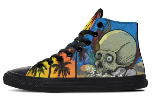 skull in the sea high top canvas shoes