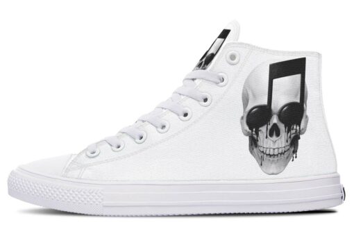 skull loves music high top canvas shoes
