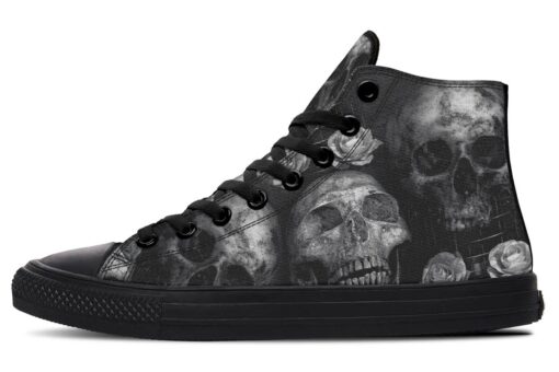 skull rose vintage high top canvas shoes