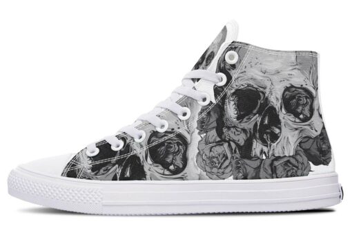 skull roses drawing high top canvas shoes