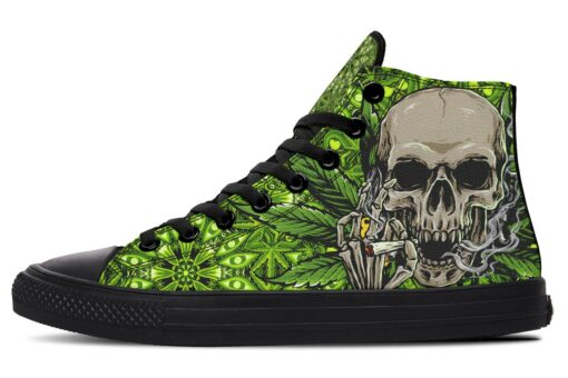 skull smoking high top canvas shoes