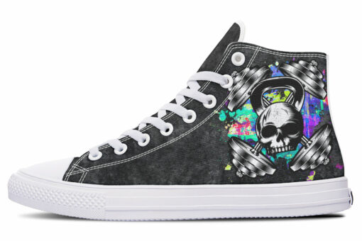 skull splatter n fitness high top canvas shoes