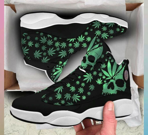 skull weed sneakers j13 skull lover skull shoes 420 shoes