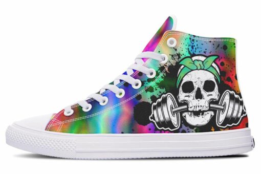 splat skull electric neon high top canvas shoes