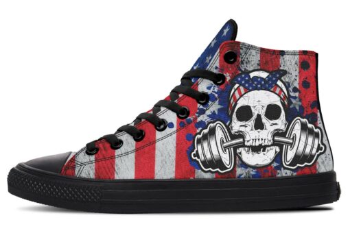 splat skull flag high top canvas shoes