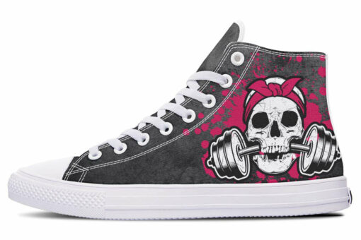 splat skull high top canvas shoes