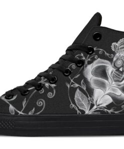 sugar skull and butterflies high top canvas shoes