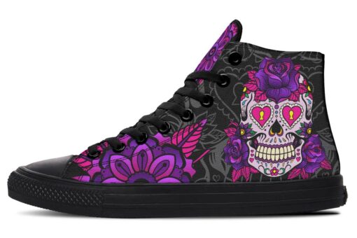 sugar skull art high top canvas shoes