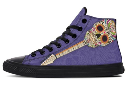 sugar skull guitar high top canvas shoes