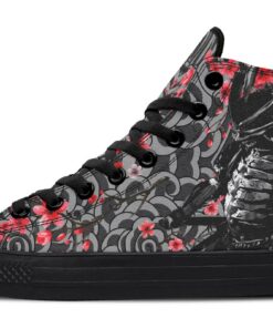 swordman and red flowers high top canvas shoes