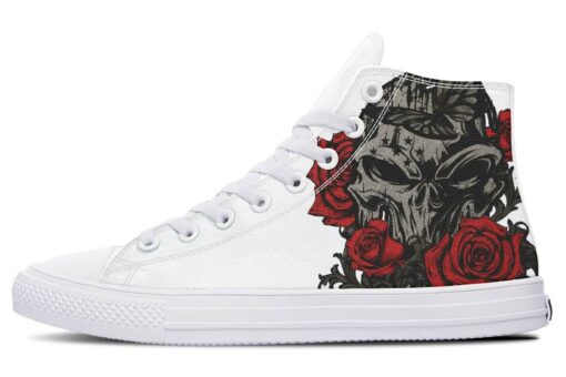 tattoo punisher white high top canvas shoes