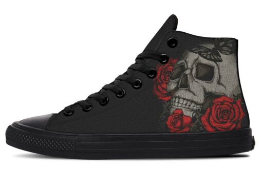 tattoo skeleton high top canvas shoes