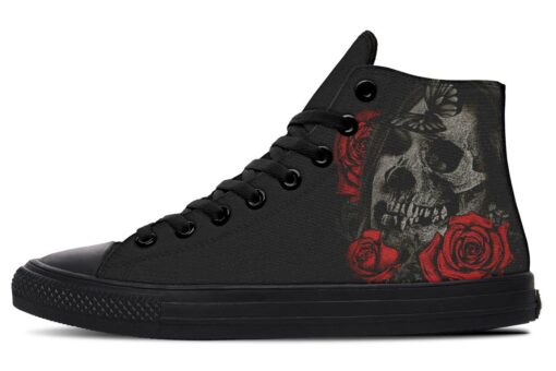 tattoo women high top canvas shoes