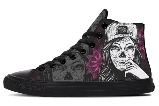teenage with cap high top canvas shoes
